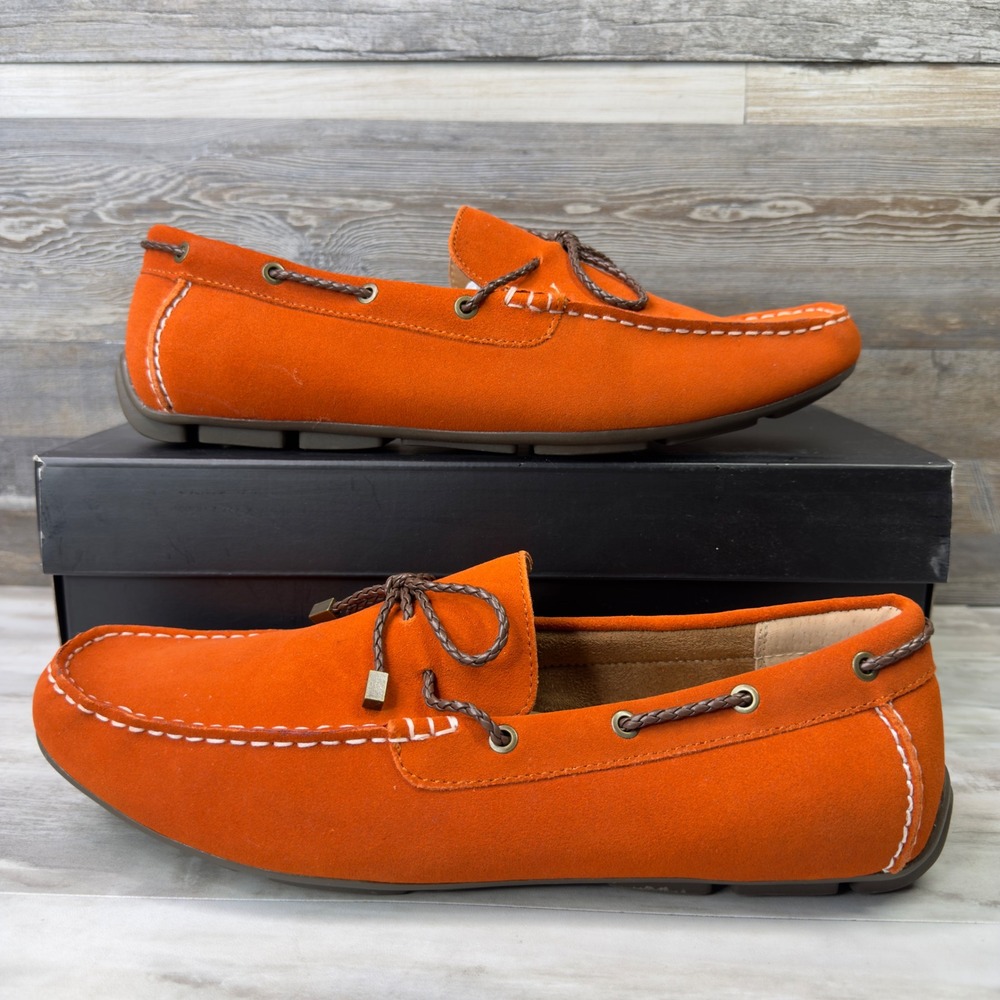 Alfani Trevororg Mens Size 11.5 Suede Loafers Driving‎ Shoes Orange